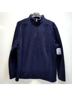 St. Johns Bay Quarter Zip Fleece Pullover Kangaroo Pocket Business Casual Men XL